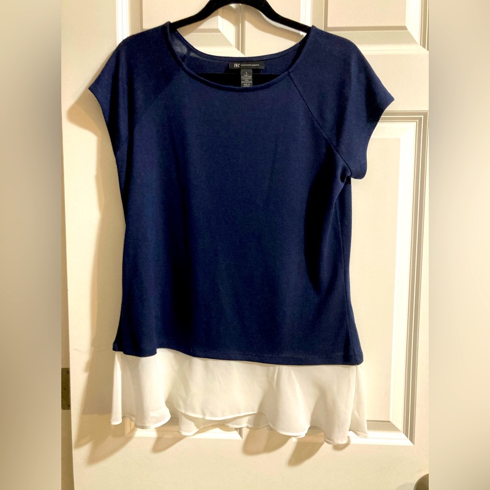 INC Navy Tunic Top